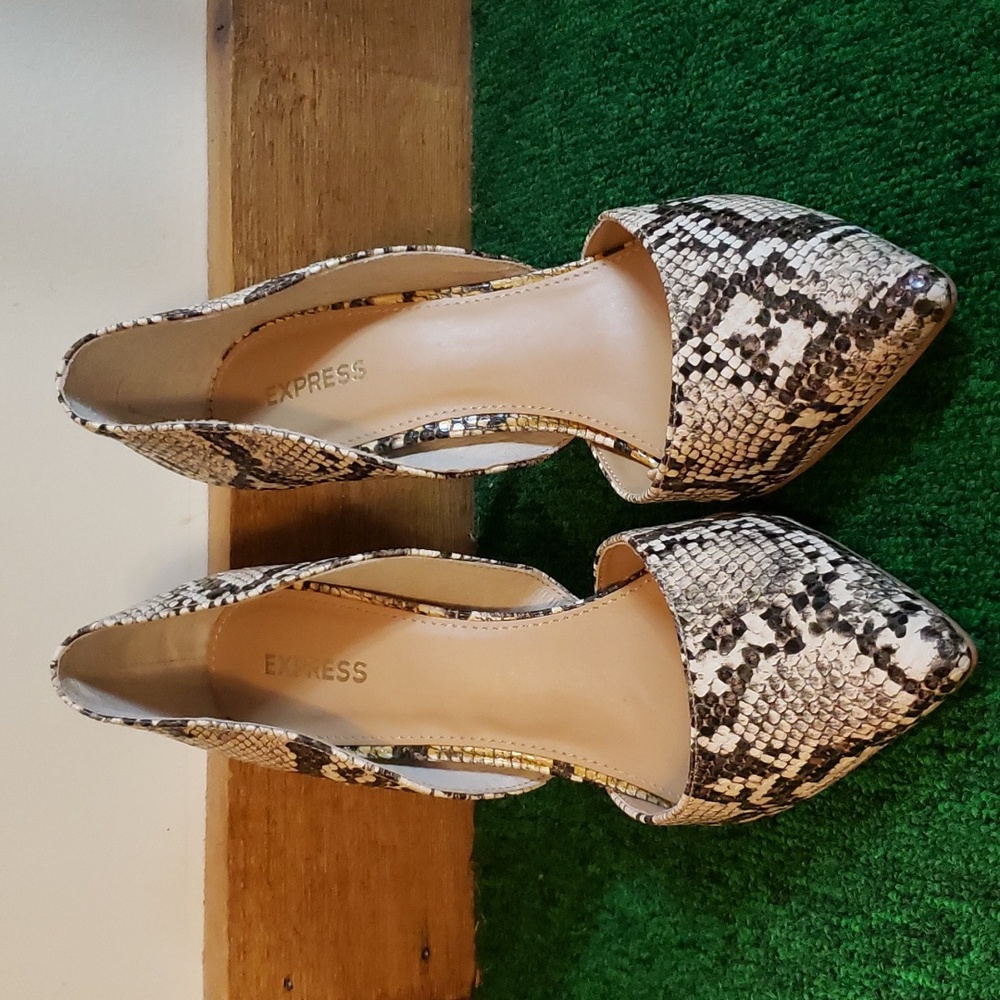 Express snake print heels